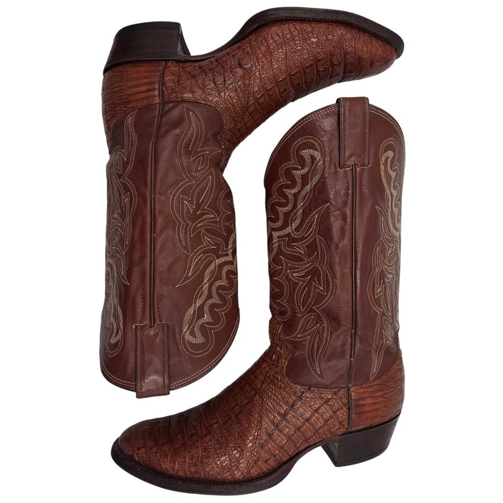 Vintage Justin Boots Rare Exotic Hornback Alligator 10D Cowboy Western Boots CBC - Picture 3 of 14